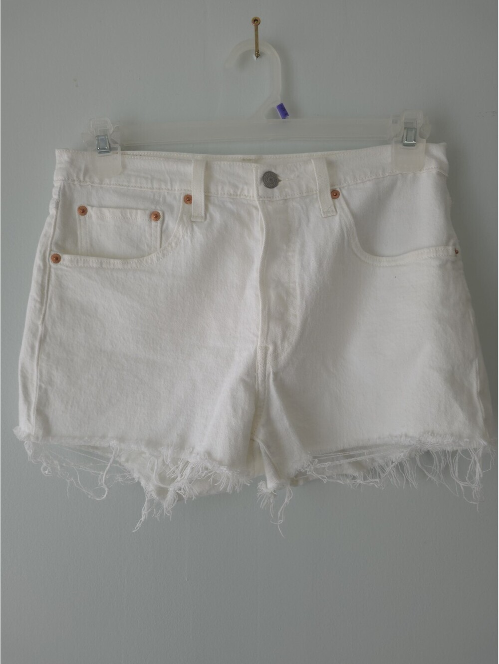 Levi's 501 White Denim Shorts Women's Size 30 Button Fly Cut Off Style NWOT